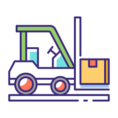 This Forklift icon is suitable for Transportation, Travel and Tourism, etc