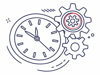 Modern Minimal Line Icon Of A Clock With Gear Symbolizin Illustration