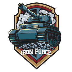 Naklejka premium Vector Illustration of Tank with Detailed Illustration Available for Logo Badge