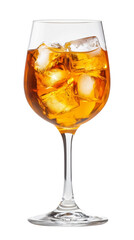 glass with aperol spritz cocktail isolated on transparent background. Alcoholic drink, design element for restaurant or bar. Design element for menu.