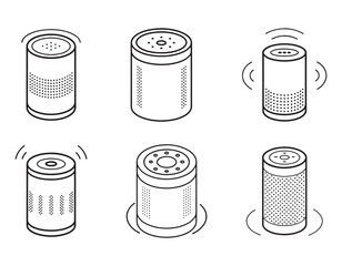 a smart speaker with voice command features icon silhouette vector illustration