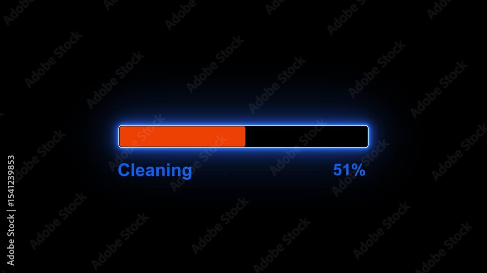 Poster cleaning bar animation. neon 100% bar motion graphics. glowing progress bar indicator. abstract wait