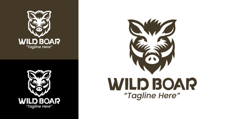 Wild Boar Head Logo with Strong and Fierce Animal Branding