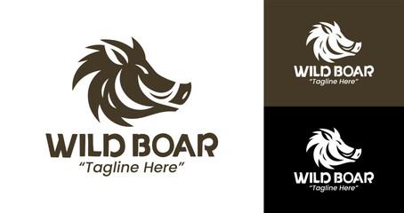 Wild Boar Modern Logo with Elegant Animal Design in Brown