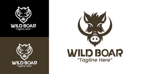 Minimal Wild Boar Logo with Professional Branding Design in Brown