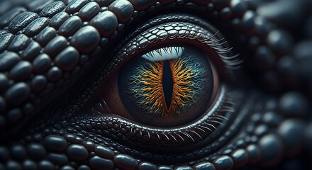 Dragon, Eye, Reptile, Close-up of a Dragon's Eye