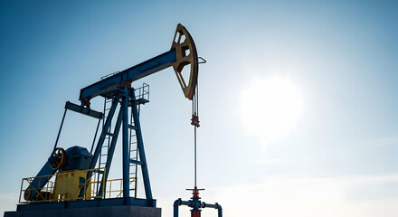 Oil pump, Pump jack, Oil rig, Oil Pump Jack under Blue Sky