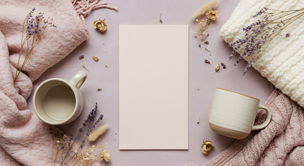 Calm and cozy flat lay