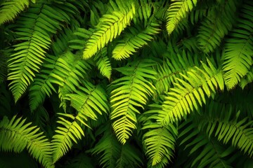 Lush green ferns thriving in the tropical forest of Tasmania during a sunny day, Tropical lush forest Fern growth in Australia Tasmania
