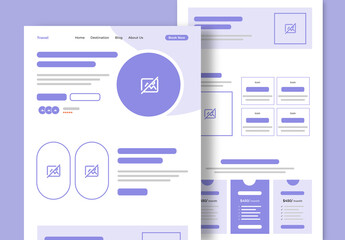 Travel Landing Page Wireframe Design Layout