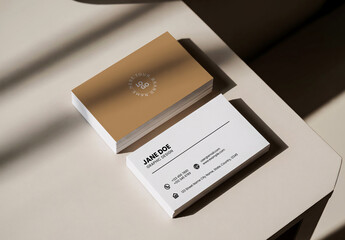 Top View Business Cards Mockup