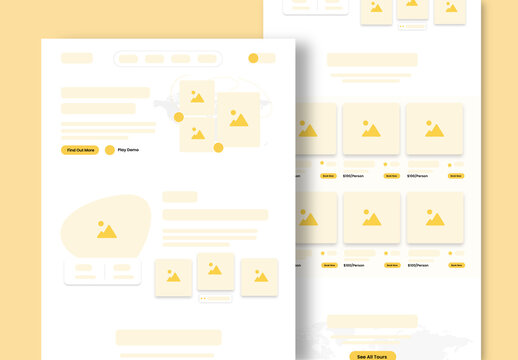 Travel Landing Page Wireframe Design