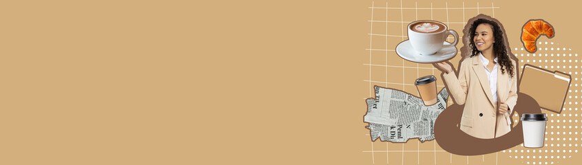 Creative design on the topic of women's work and career growth.