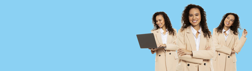 Creative design on the topic of women's work and career growth.