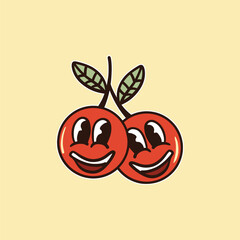 Cartoon cherry retro design