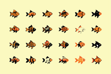 Orange Chromide, aquarium fish vector art illustration