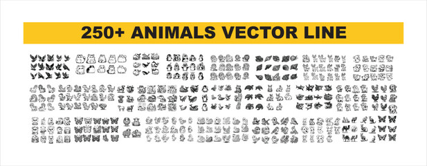 animals silhouete line vector set for drawing book  © Avra