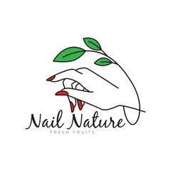 logo simple nail art logo with natural leaf line style vector icon symbol modern illustration design