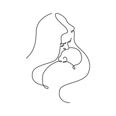 ogo simple harmonious one line hand drawing of a mother with her baby vector icon symbol modern illustration design