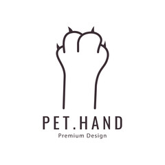 logo simple paw pet hand, cat, dog minimalist vector icon symbol modern illustration design