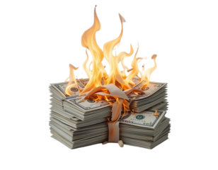 Burning Money A Visual Metaphor of Financial Loss and Waste