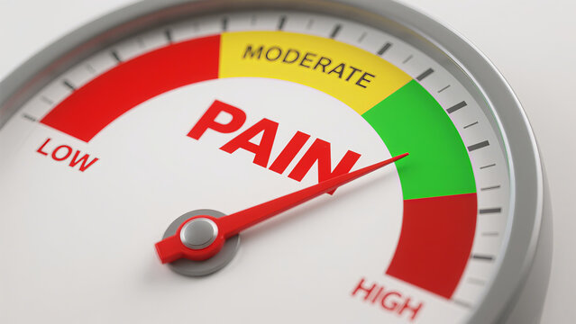 Color pain dashboard, representing the visualization concept of pain levels, used for medical assessment and pain management scenarios.