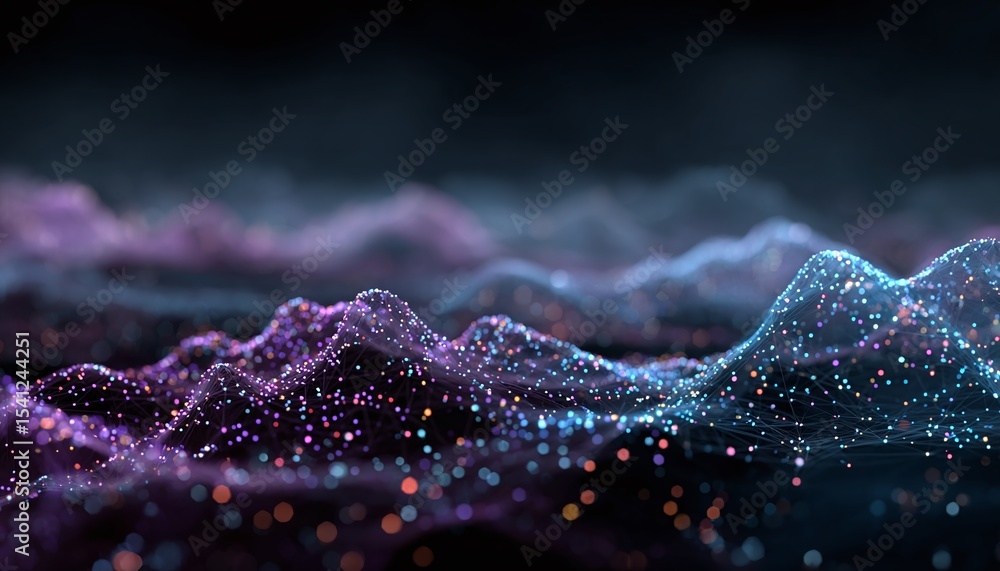 Aufkleber Abstract Data Network Visualization with Dots and Lines