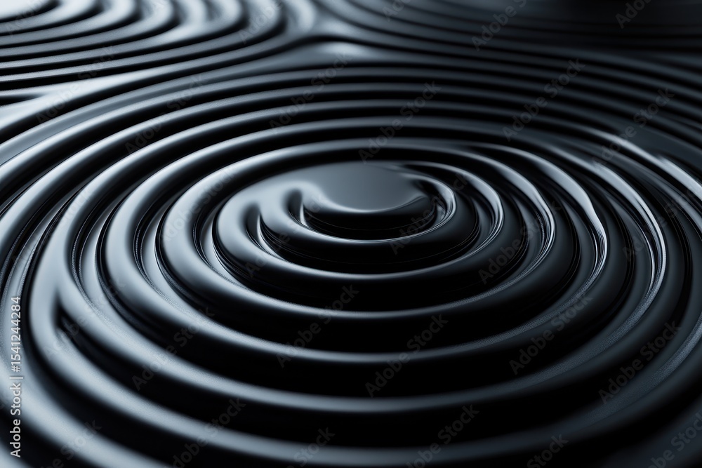 Poster intricate black circles with ripple effect create a mesmerizing seamless pattern, black circles with
