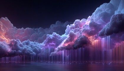 Abstract Cloudscape with Light Beams Illustration
