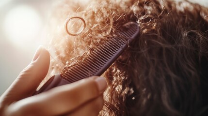 Hand Picking  Hair from Comb, Product ads, hair care tutorials, minimal e-commerce visuals, Daily routine content, loss-prevention product illustrations, Hair loss awareness posts, treatment guides 