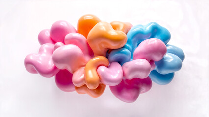 Soft, colorful, abstract blobs with heart shapes.
