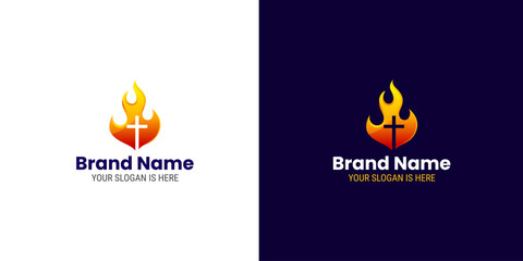 Church logo with Cross and Fire/Flame