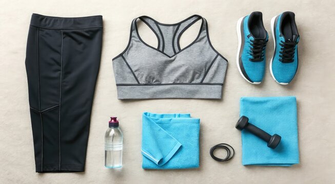 Workout essentials fitness apparel and equipment - Powered by Adobe