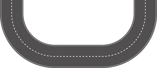 Wavy Curved Road. Top view. Flat vector illustration isolated on white background.