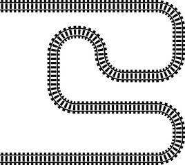 Wavy Curved Road. Top view. Flat vector illustration isolated on white background.