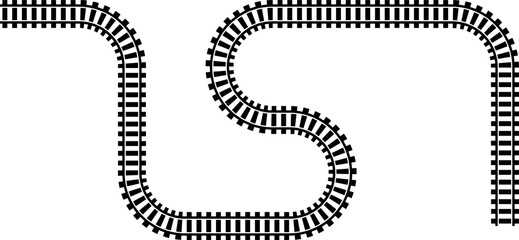 Wavy Curved Road. Top view. Flat vector illustration isolated on white background.