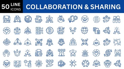 Collaboration & Sharing editable icon set. Editable stroke. Vector illustration.