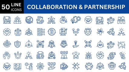 Collaboration & Partnership editable icon set. Editable stroke. Vector illustration.