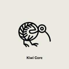 Stylized kiwi bird illustration with distinct features. Represents New Zealand wildlife, conservation symbol, and unique avian species