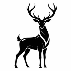 deer silhouette, black and white, minimalist art, vector graphic, high contrast