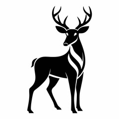 deer silhouette, black and white, minimalist art, vector graphic, high contrast