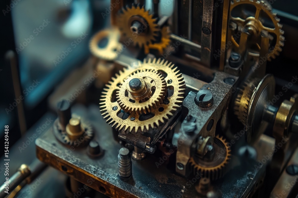 Poster time lapse showcasing intricate movement of clockwork gears and mechanisms in action, time lapse of 