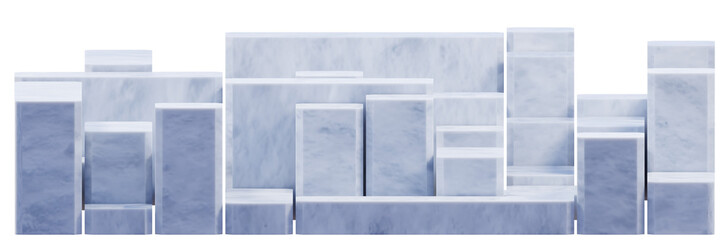 3D render design, Ice Snow Square rectangle box, block and cube background, PNG file, 3D rendering illustration