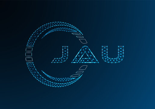 JAU low poly letter logo vector design. JAU lower poly logo design. Low poly logo.