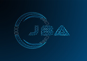 JBA low poly letter logo vector design. JBA lower poly logo design. Low poly logo.