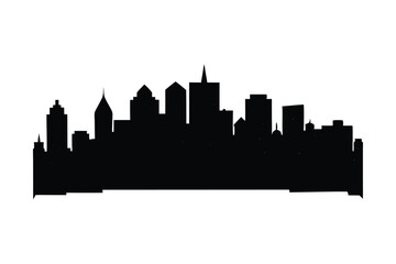 Fototapeta premium A black silhouette vector art of a cityscape at dusk.eps