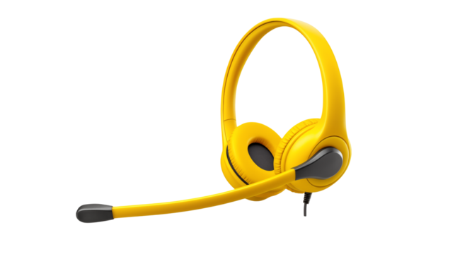 Vibrant Yellow Headset with Mic for Communication