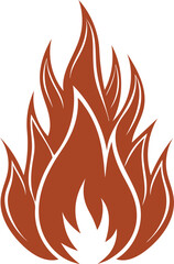 Fire Silhouette Line Art Vector Illustration On White Background