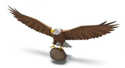 Fototapeta premium Majestic Bald Eagle in Low Poly Style