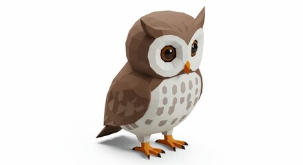 Adorable Low Poly Owl 3D Render
